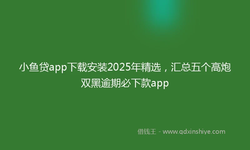小鱼贷app下载安装2025年精选，汇总五个高炮双黑逾期必下款app