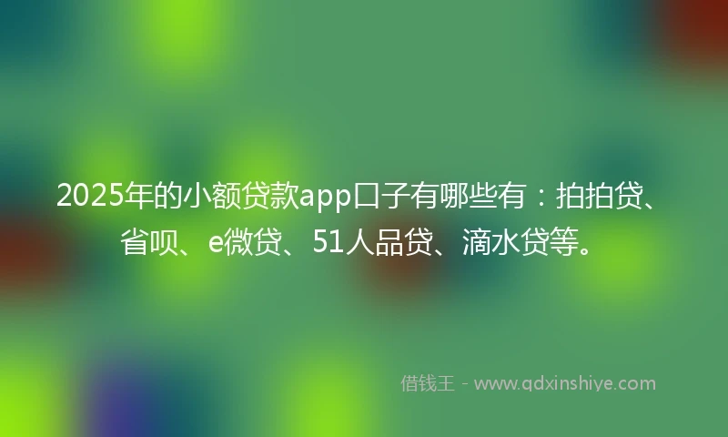 2025年的小额贷款app口子有哪些有：拍拍贷、省呗、e微贷、51人品贷、滴水贷等。