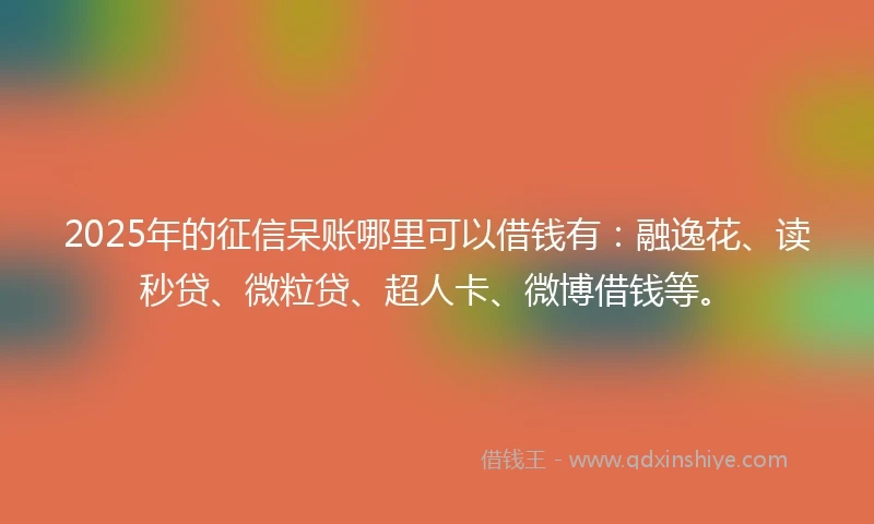 2025年的征信呆账哪里可以借钱有：融逸花、读秒贷、微粒贷、超人卡、微博借钱等。