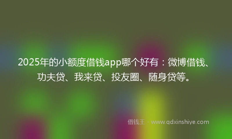 2025年的小额度借钱app哪个好有：微博借钱、功夫贷、我来贷、投友圈、随身贷等。