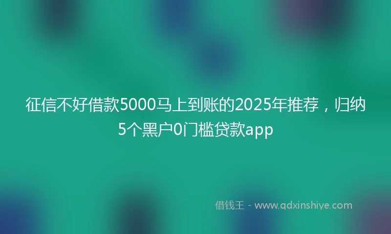 征信不好借款5000马上到账的2025年推荐,归纳5个黑户0门槛贷款app