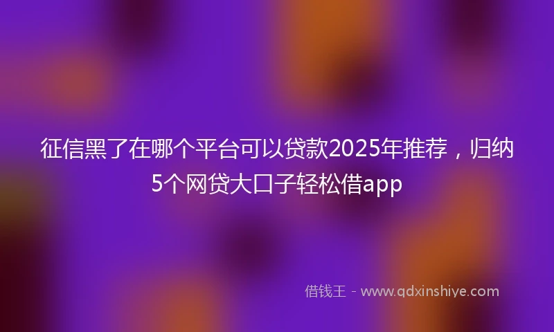 征信黑了在哪个平台可以贷款2025年推荐，归纳5个网贷大口子轻松借app