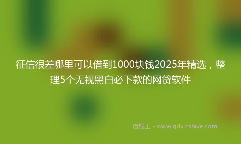 征信很差哪里可以借到1000块钱2025年精选，整理5个无视黑白必下款的网贷软件