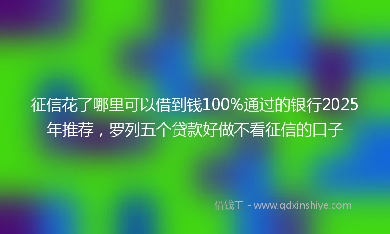 征信花了哪里可以借到钱100%通过的银行2025年推荐，罗列五个贷款好做不看征信的口子