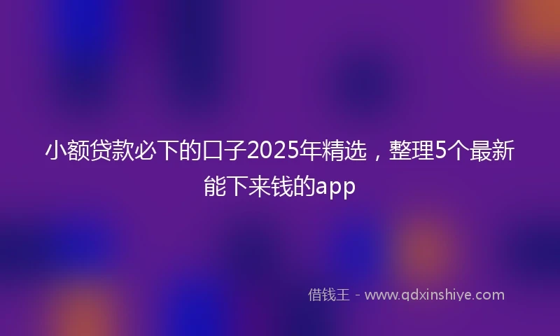 小额贷款必下的口子2025年精选，整理5个最新能下来钱的app