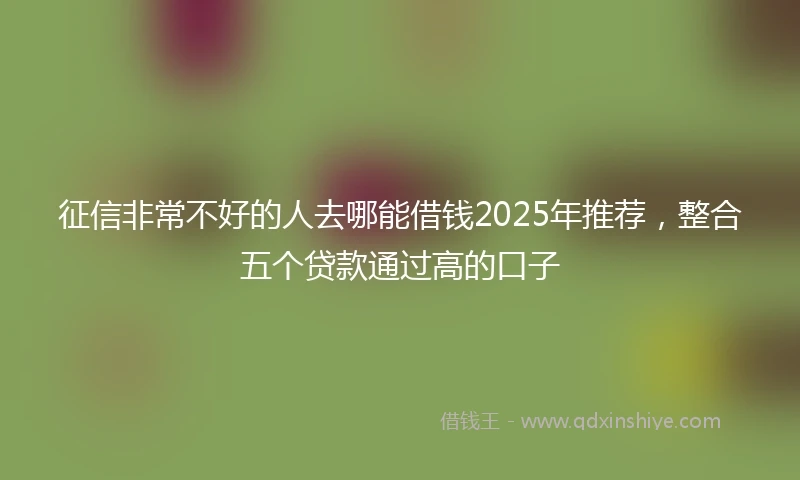 征信非常不好的人去哪能借钱2025年推荐，整合五个贷款通过高的口子
