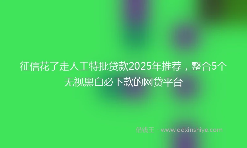 征信花了走人工特批贷款2025年推荐，整合5个无视黑白必下款的网贷平台
