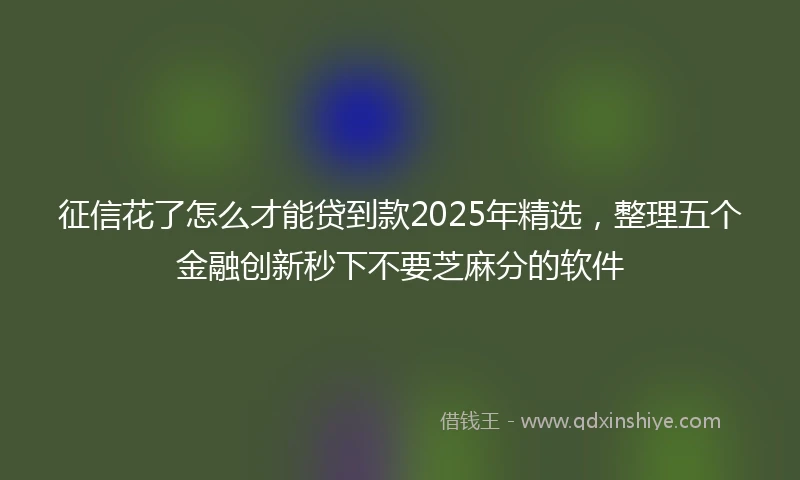 征信花了怎么才能贷到款2025年精选，整理五个金融创新秒下不要芝麻分的软件