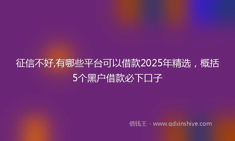征信不好,有哪些平台可以借款2025年精选，概括5个黑户借款必下口子