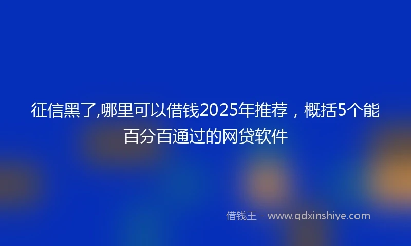 征信黑了,哪里可以借钱2025年推荐，概括5个能百分百通过的网贷软件