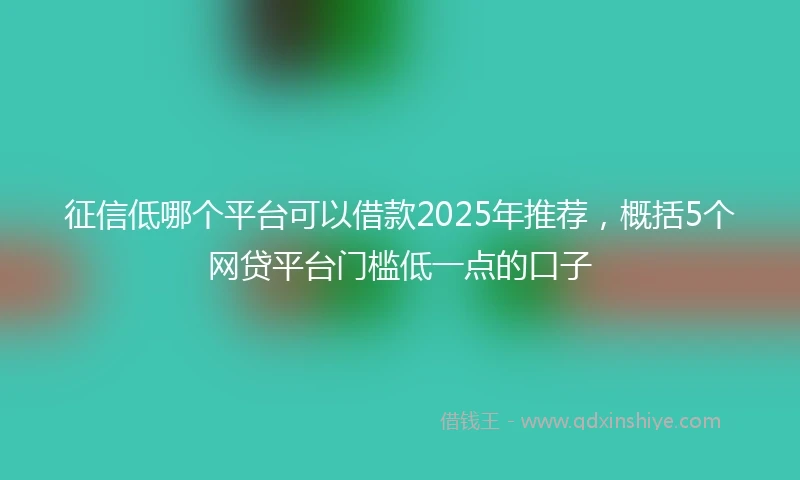 征信低哪个平台可以借款2025年推荐，概括5个网贷平台门槛低一点的口子