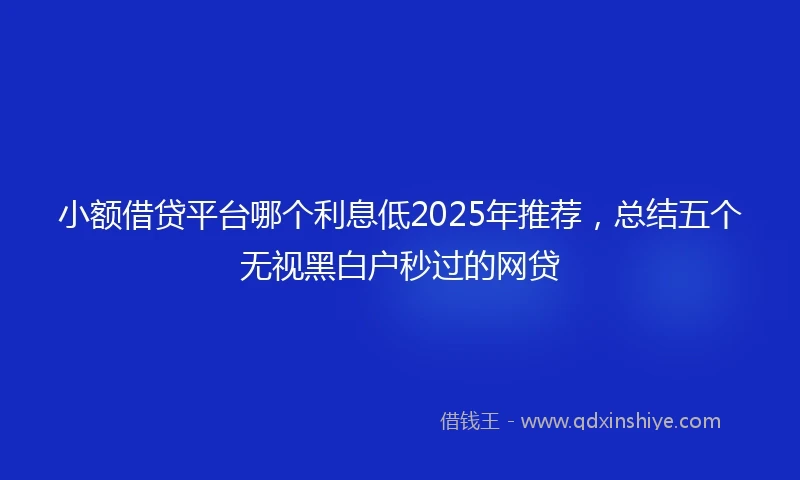 小额借贷平台哪个利息低2025年推荐，总结五个无视黑白户秒过的网贷