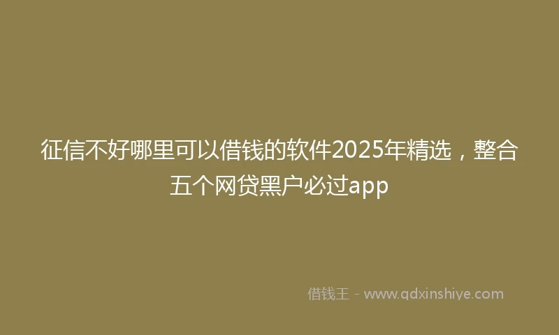 征信不好哪里可以借钱的软件2025年精选，整合五个网贷黑户必过app