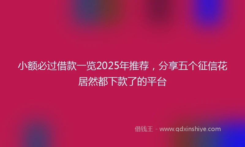 小额必过借款一览2025年推荐，分享五个征信花居然都下款了的平台