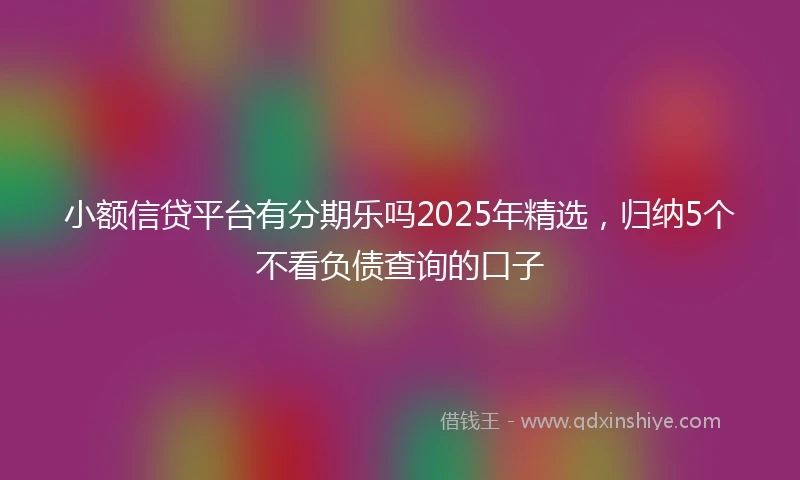 小额信贷平台有分期乐吗2025年精选，归纳5个不看负债查询的口子
