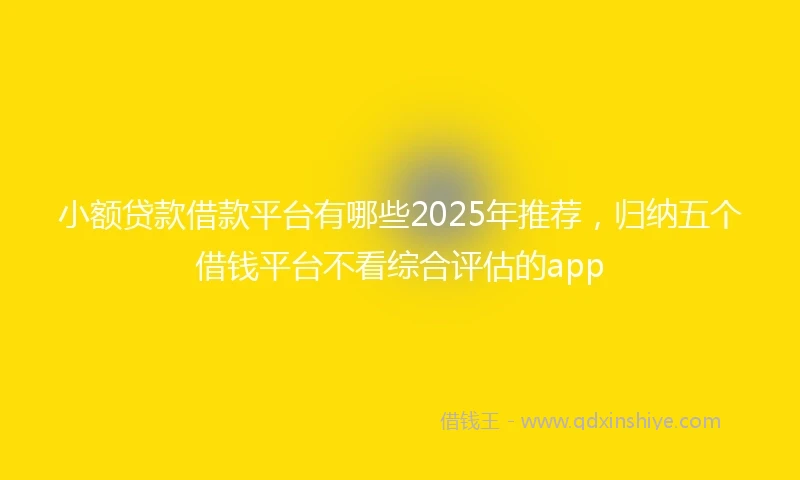 小额贷款借款平台有哪些2025年推荐，归纳五个借钱平台不看综合评估的app