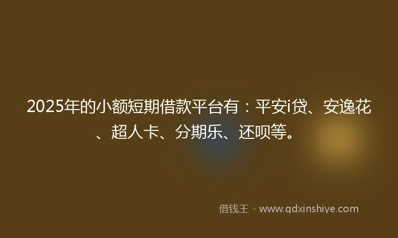 2025年的小额短期借款平台有：平安i贷、安逸花、超人卡、分期乐、还呗等。