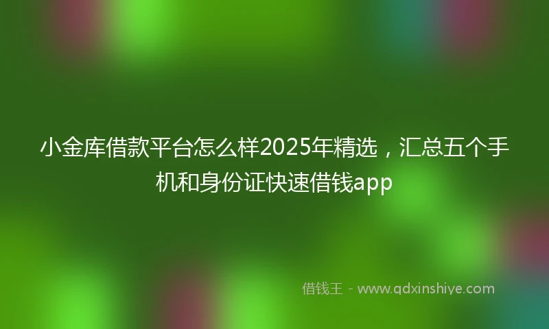 小金库借款平台怎么样2025年精选，汇总五个手机和身份证快速借钱app