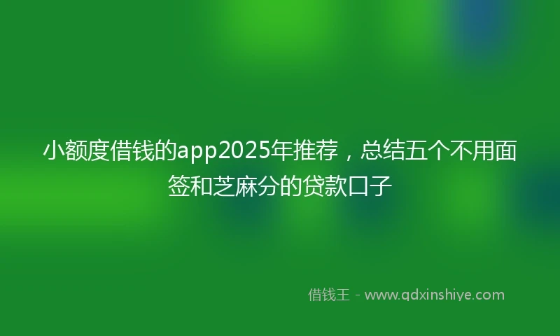 小额度借钱的app2025年推荐，总结五个不用面签和芝麻分的贷款口子