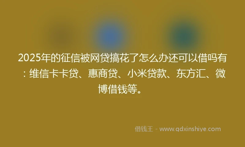 2025年的征信被网贷搞花了怎么办还可以借吗有：维信卡卡贷、惠商贷、小米贷款、东方汇、微博借钱等。
