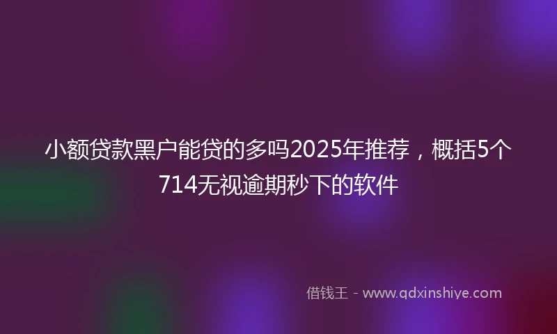 小额贷款黑户能贷的多吗2025年推荐，概括5个714无视逾期秒下的软件