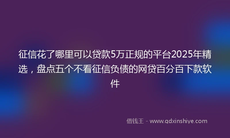 征信花了哪里可以贷款5万正规的平台2025年精选，盘点五个不看征信负债的网贷百分百下款软件