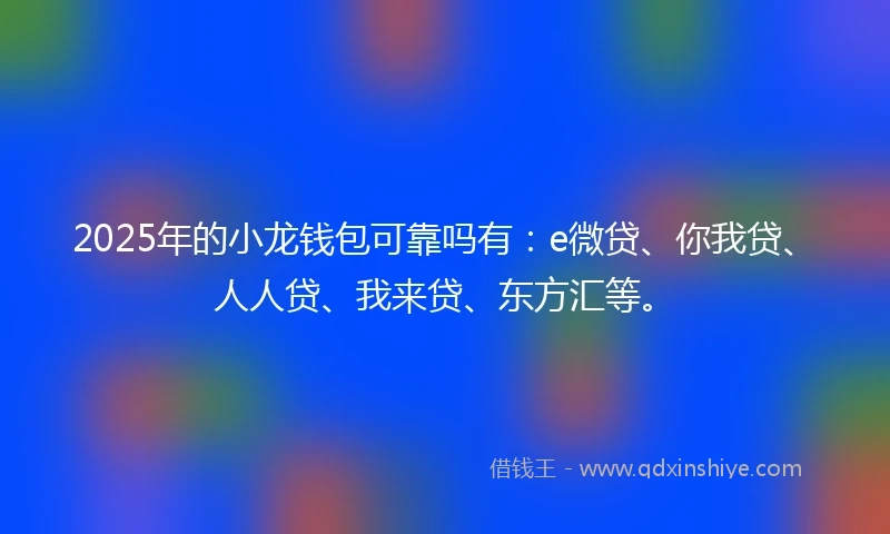 2025年的小龙钱包可靠吗有：e微贷、你我贷、人人贷、我来贷、东方汇等。