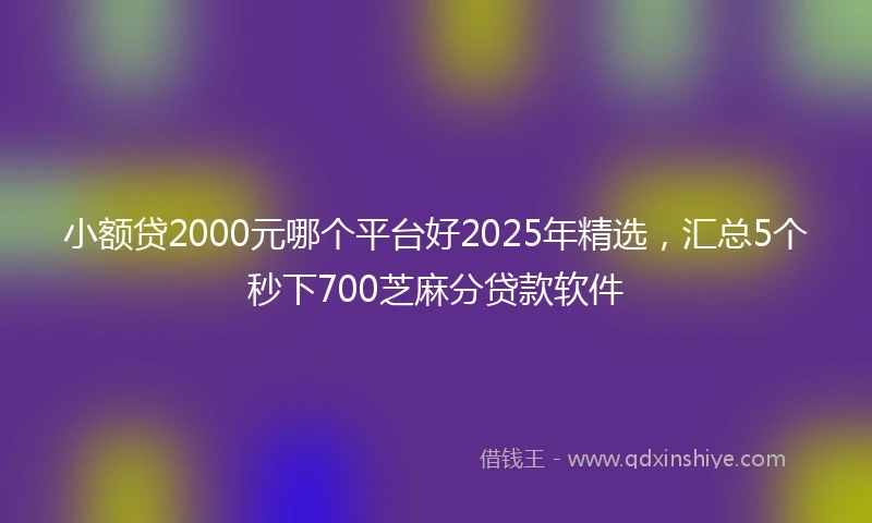 小额贷2000元哪个平台好2025年精选，汇总5个秒下700芝麻分贷款软件