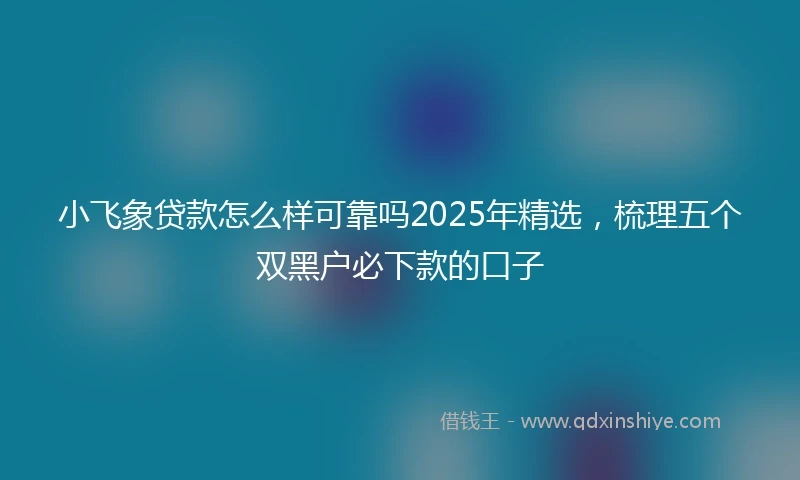 小飞象贷款怎么样可靠吗2025年精选,梳理五个双黑户必下款的口子