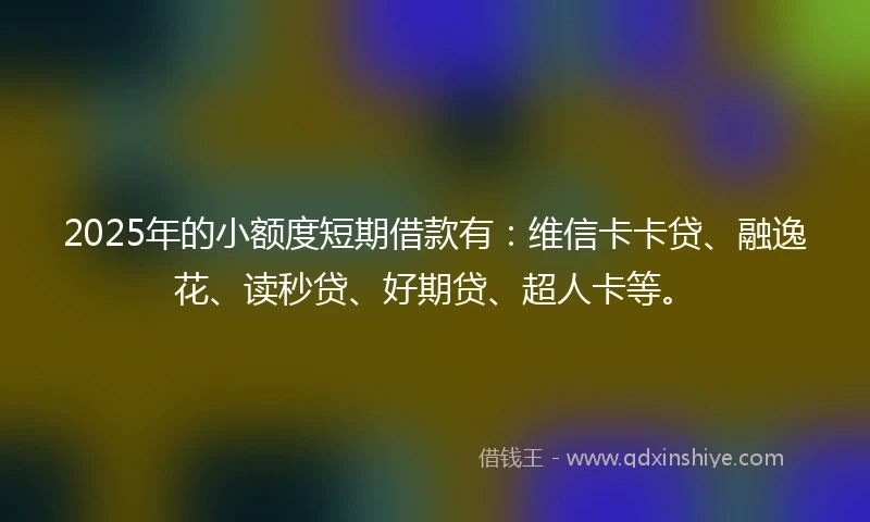 2025年的小额度短期借款有：维信卡卡贷、融逸花、读秒贷、好期贷、超人卡等。