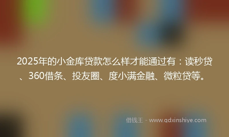 2025年的小金库贷款怎么样才能通过有：读秒贷、360借条、投友圈、度小满金融、微粒贷等。