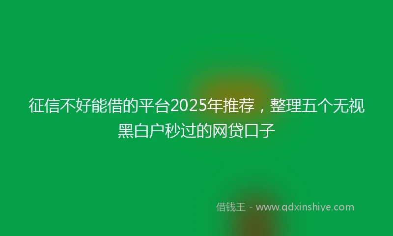 征信不好能借的平台2025年推荐,整理五个无视黑白户秒过的网贷口子
