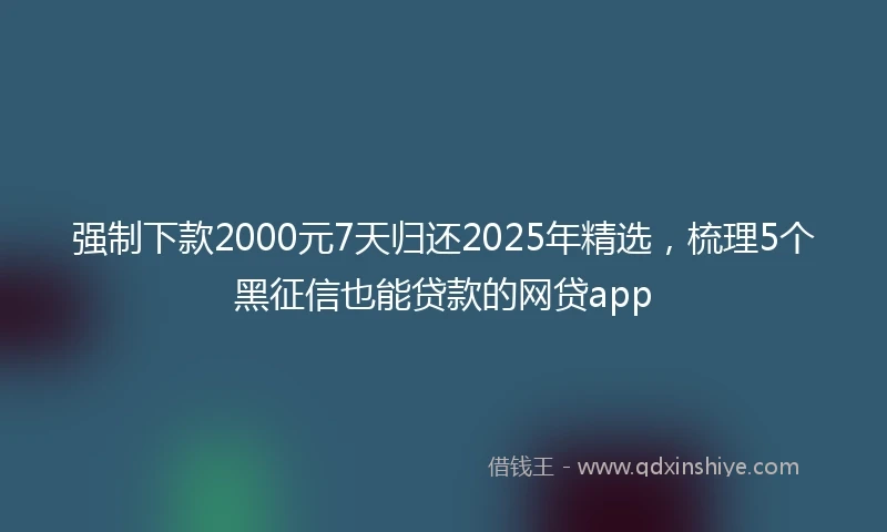 强制下款2000元7天归还2025年精选，梳理5个黑征信也能贷款的网贷app