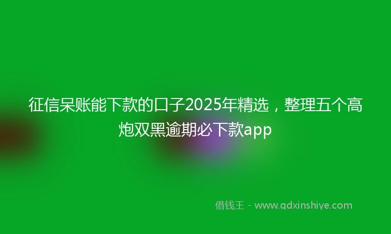 征信呆账能下款的口子2025年精选，整理五个高炮双黑逾期必下款app