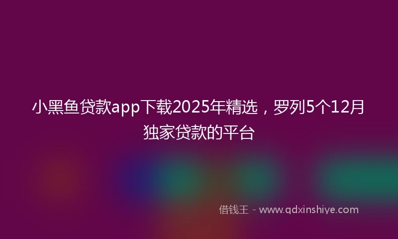 小黑鱼贷款app下载2025年精选，罗列5个12月独家贷款的平台