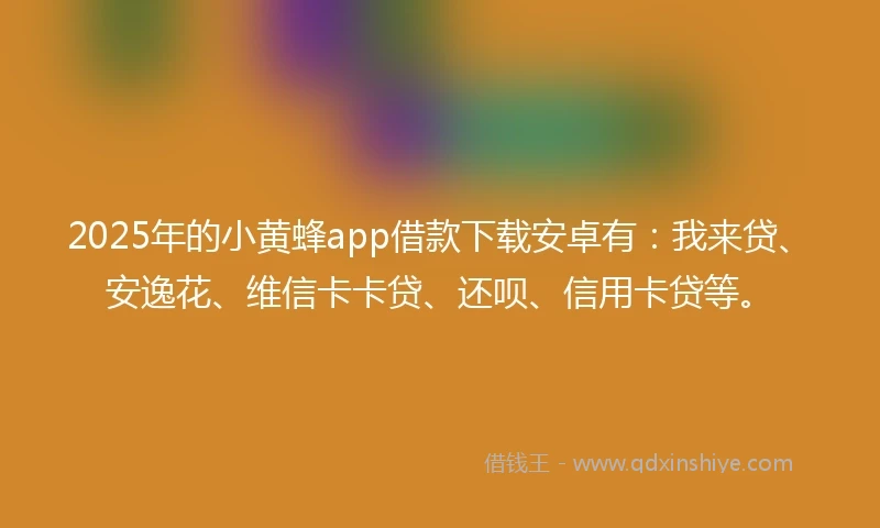 2025年的小黄蜂app借款下载安卓有：我来贷、安逸花、维信卡卡贷、还呗、信用卡贷等。