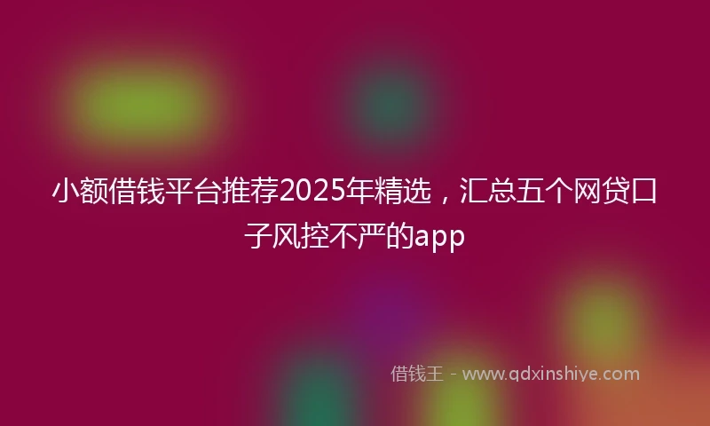 小额借钱平台推荐2025年精选，汇总五个网贷口子风控不严的app