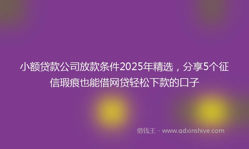 小额贷款公司放款条件2025年精选，分享5个征信瑕疵也能借网贷轻松下款的口子