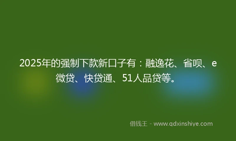 2025年的强制下款新口子有：融逸花、省呗、e微贷、快贷通、51人品贷等。