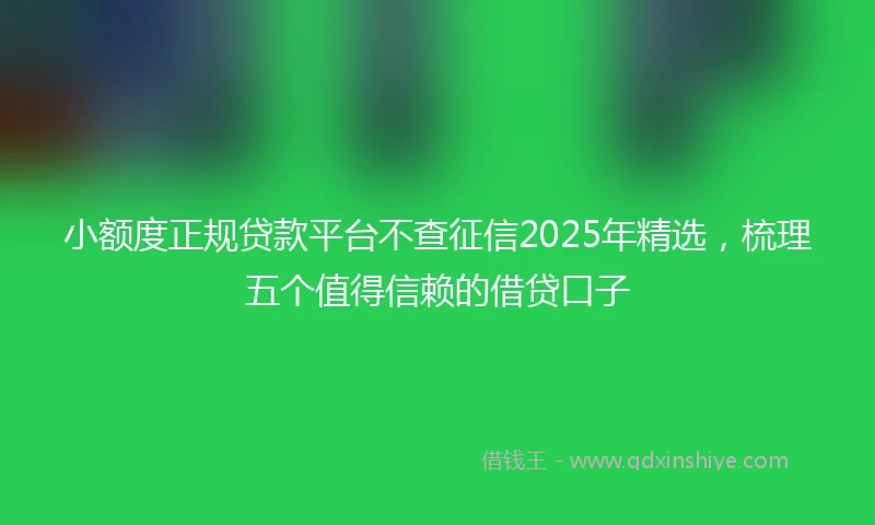 小额度正规贷款平台不查征信2025年精选，梳理五个值得信赖的借贷口子