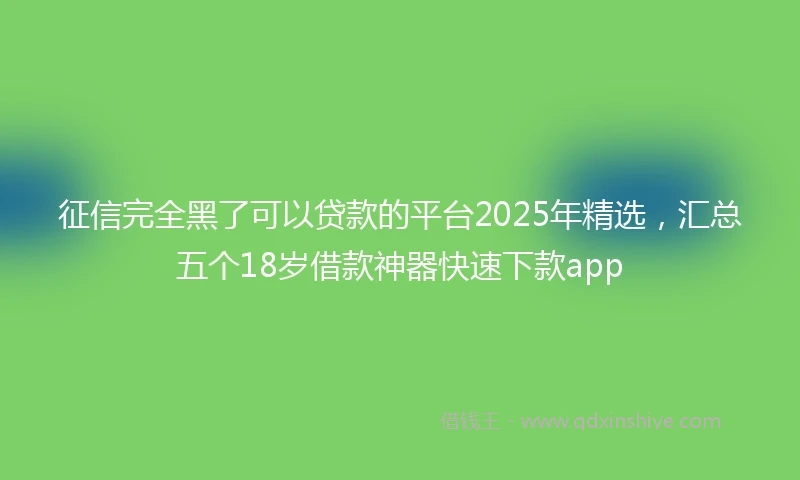 征信完全黑了可以贷款的平台2025年精选，汇总五个18岁借款神器快速下款app