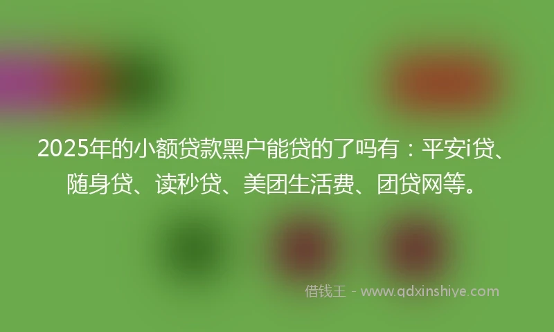 2025年的小额贷款黑户能贷的了吗有：平安i贷、随身贷、读秒贷、美团生活费、团贷网等。