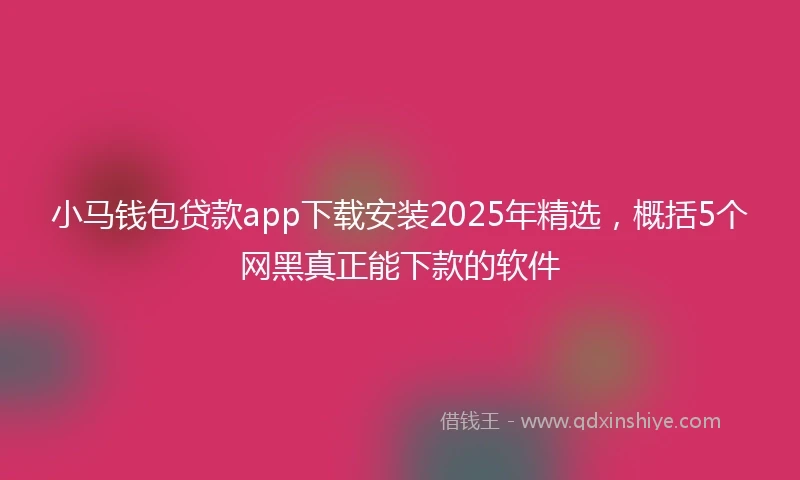 小马钱包贷款app下载安装2025年精选，概括5个网黑真正能下款的软件