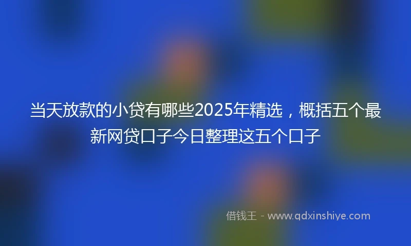 当天放款的小贷有哪些2025年精选，概括五个最新网贷口子今日整理这五个口子
