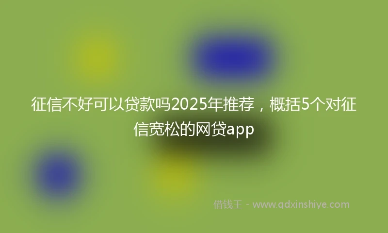 征信不好可以贷款吗2025年推荐，概括5个对征信宽松的网贷app