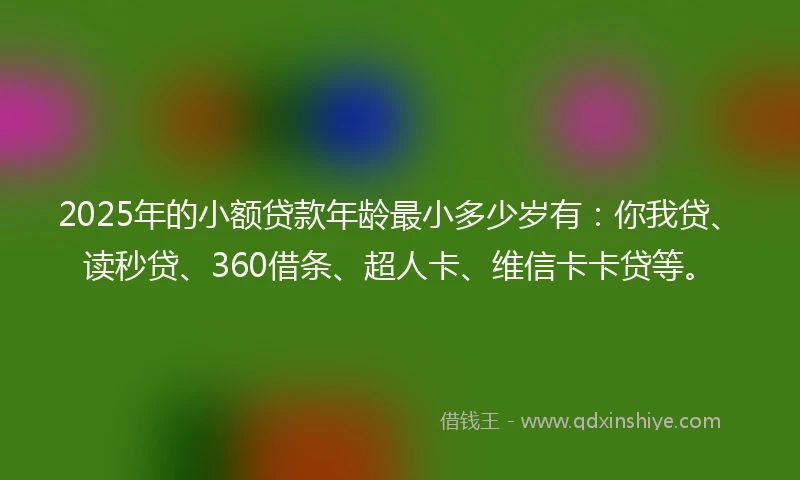 2025年的小额贷款年龄最小多少岁有：你我贷、读秒贷、360借条、超人卡、维信卡卡贷等。