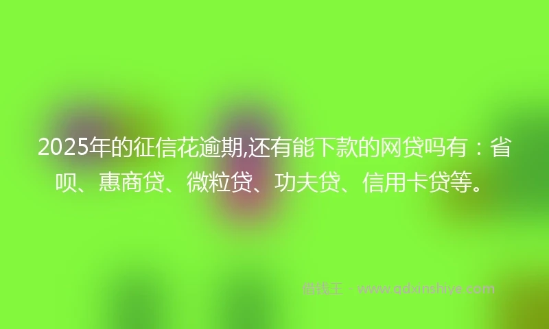 2025年的征信花逾期,还有能下款的网贷吗有:省呗、惠商贷、微粒贷、功夫贷、信用卡贷等。