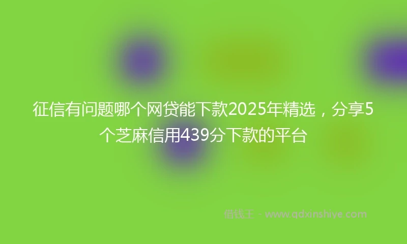 征信有问题哪个网贷能下款2025年精选，分享5个芝麻信用439分下款的平台