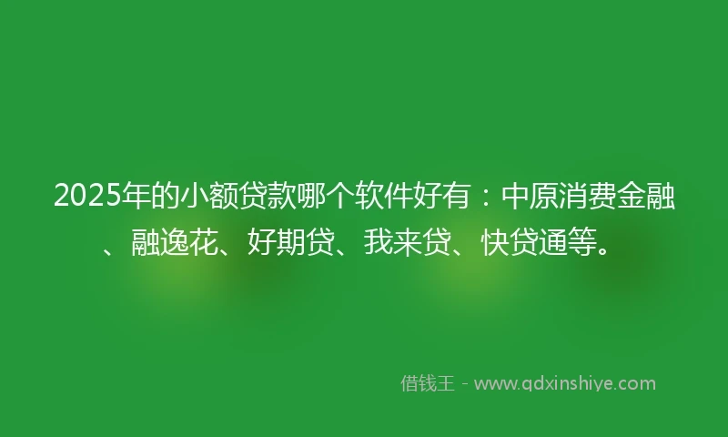2025年的小额贷款哪个软件好有：中原消费金融、融逸花、好期贷、我来贷、快贷通等。