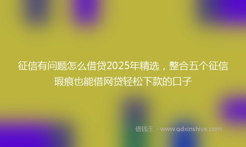 征信有问题怎么借贷2025年精选，整合五个征信瑕疵也能借网贷轻松下款的口子